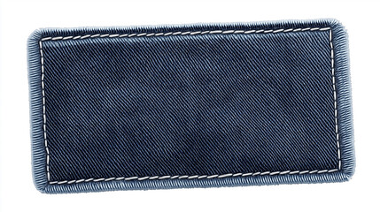 Blank denim label showing stitching on white background