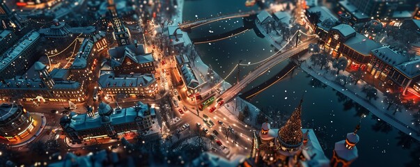 Obraz premium christmas city top view.