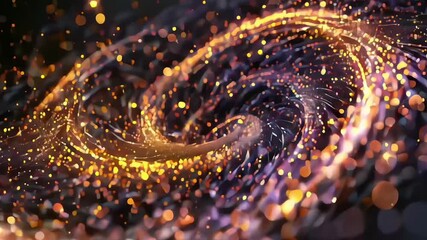 Abstract 3D background with swirling spiral particles, digital background of dots - Powered by Adobe