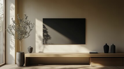 Modern Minimalist Workspace with Black Screen