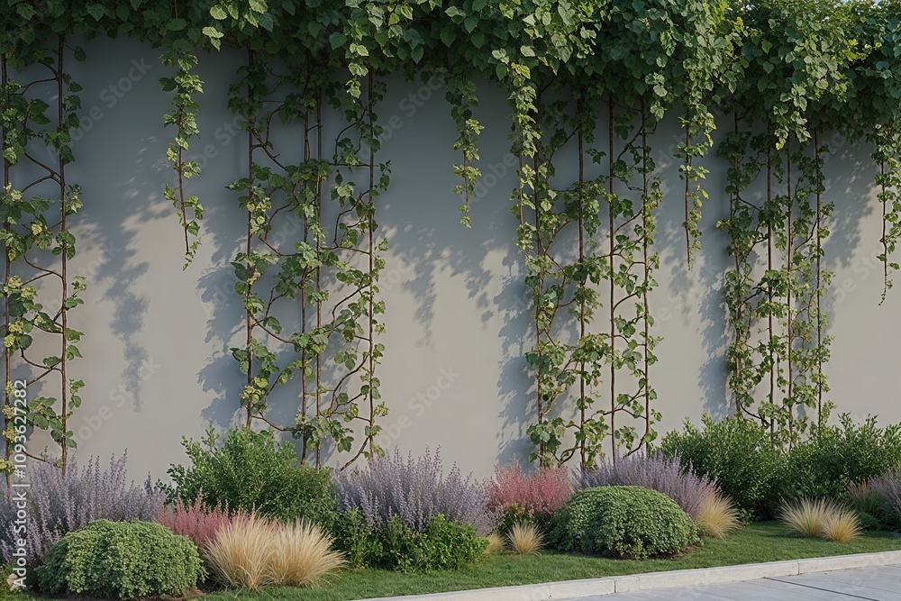 Poster 3d visualization of climbing vines for botanical design and landscape rendering