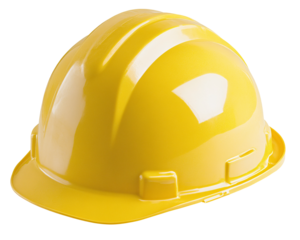a yellow hard hat on a white background