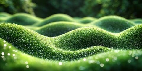 Rolling Hills of Lush Green Grass with a Shallow Depth of Field and Bokeh