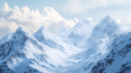 Obraz premium .Wide panorama snowy winter mountains. Snowy Mountain Vista. Illustration