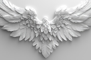 Obraz premium White 3D Angel Wings on a Plain Background