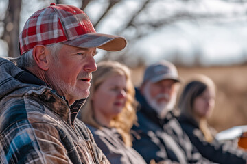 Fototapeta premium Farmers learn through hands-on activities in a rural workshop