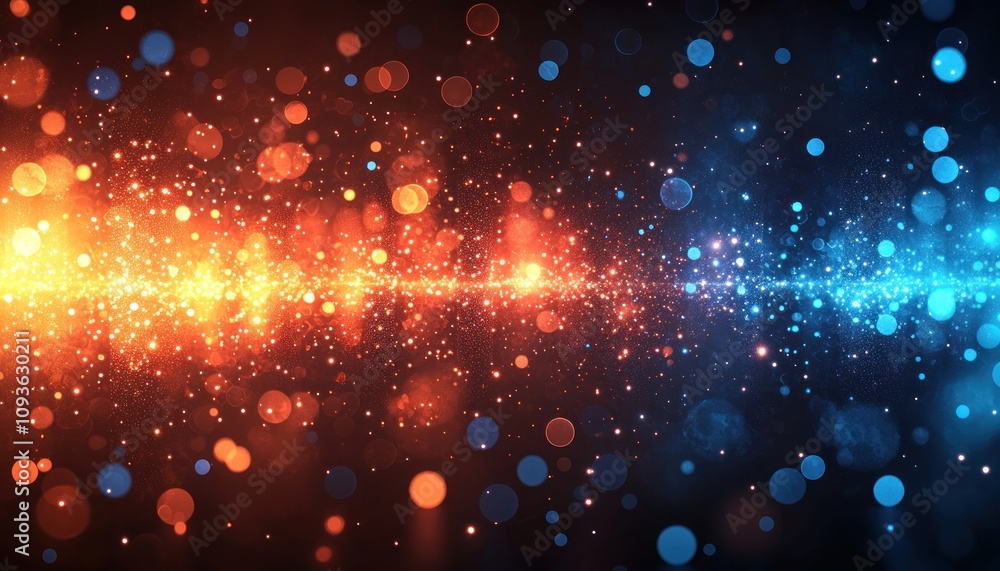 Aufkleber abstract background with orange and blue bokeh lights and sparkles