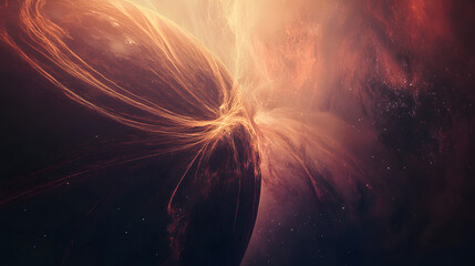 Cosmic Nebula, Magnetic Field Lines, Plasma Energy, 3D Render, Space Background
