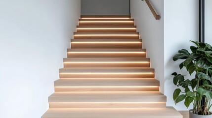 Subtle step lights in a contemporary staircase, providing soft guidance