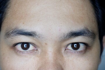 Close up beautiful brown eyes of a young boy. Wide open brown eyes looking to the camera
Important information