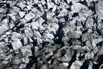 Detail of the texture of Hopar (also spelled Hopper) Glacier - natural landmark of Karakoram mountain range in Gilgit-Baltistan, Pakistan