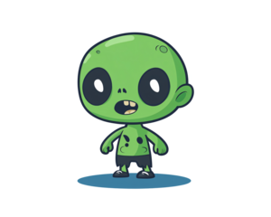 cartoon of a green alien