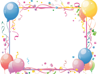 Colorful balloons and confetti border for celebrations