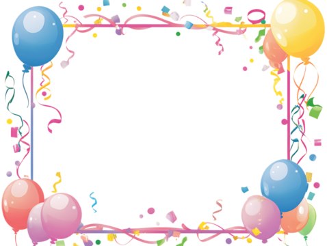 Colorful balloons and confetti border for celebrations