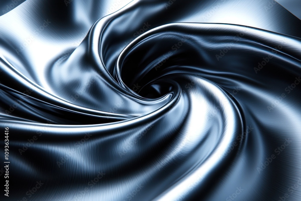 Poster abstract swirling metallic fabric with a shiny surface