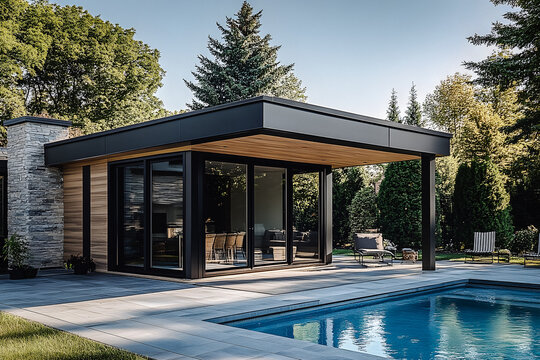 Poolhouse au bord de la piscine dans une propri&eacute;t&eacute; avec jardin - Studio de jardin