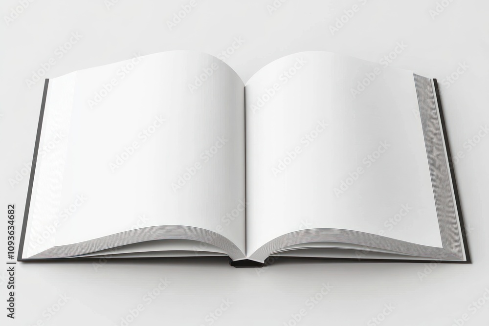 Poster open book with blank pages on white background