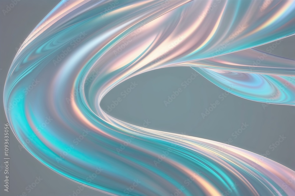 Poster ethereal iridescent wave patterns abstract design background illustration