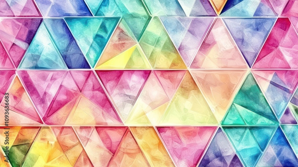Poster abstract watercolor pattern of colorful triangles