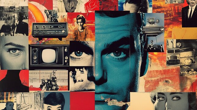 Collage of Iconic TV History Images with 'World Television Day' in Bold Pop-Art Style
