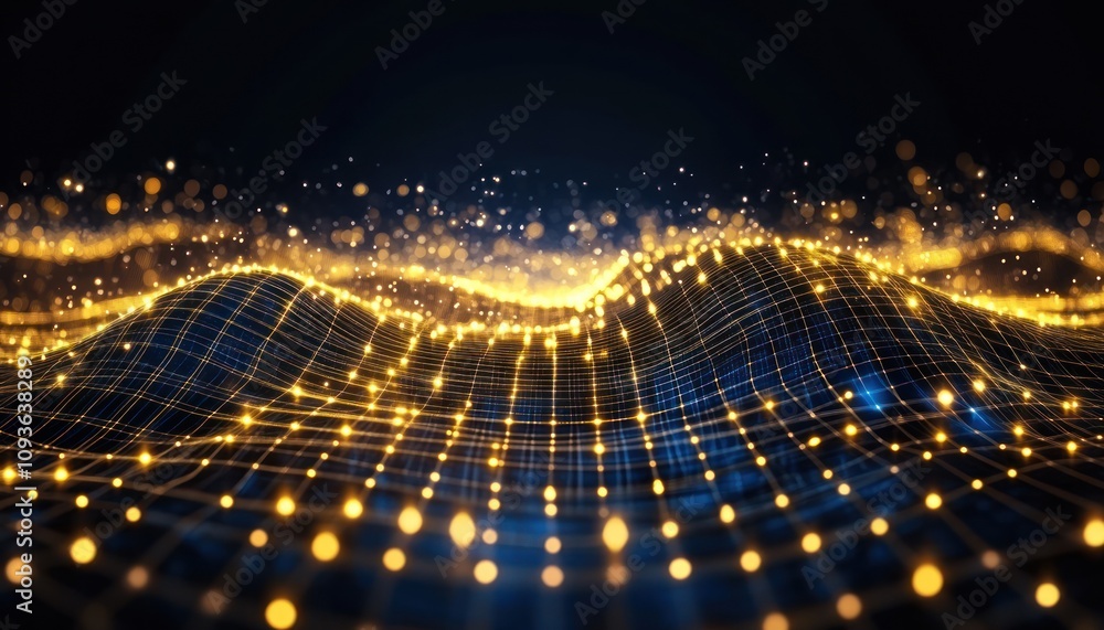 Aufkleber Abstract Digital Network with Glowing Nodes and Lines