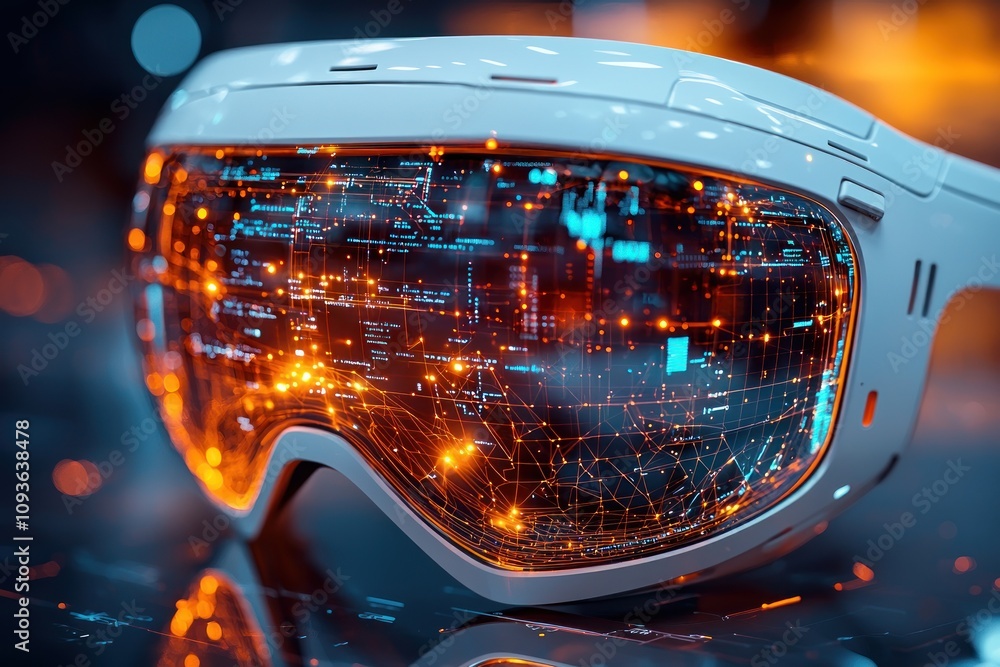 Poster Futuristic Goggles with Abstract Digital Display