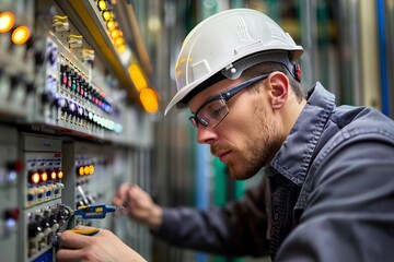 Expert Electric Technician Solving Elevator Installation Issuesprofessionally.