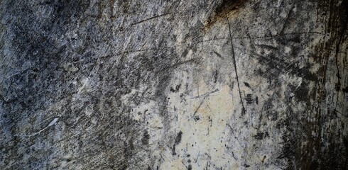 Gray grunge wall with cracks for backgrounds and overlays, Rustic grayscale coloured faded wooden subtle striped textured effect blank empty horizontal