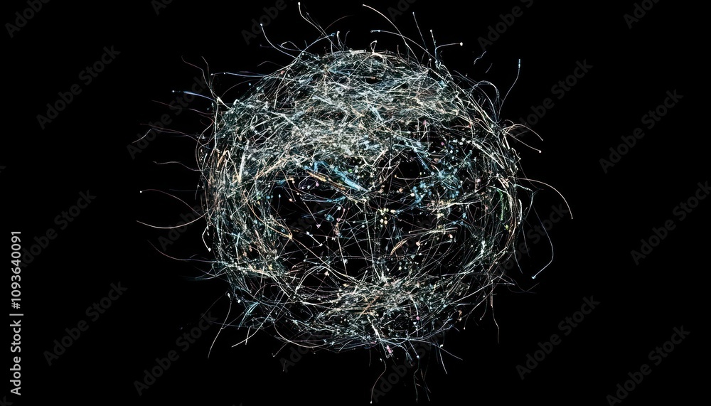 Poster abstract sphere of intertwined light trails