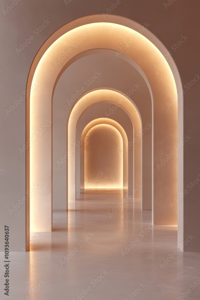 Aufkleber illuminated archway corridor with soft lighting