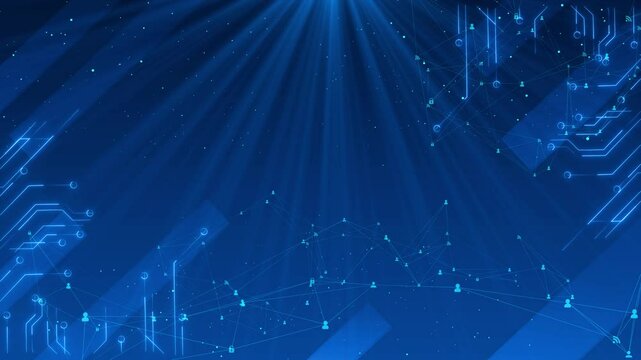Digital technology background. Circuit Board Data moving CPU high tech Artificial intelligence AI, data mining, modern computer technology surface Digital on Circuit Board and CPU loop backgrounds 3D