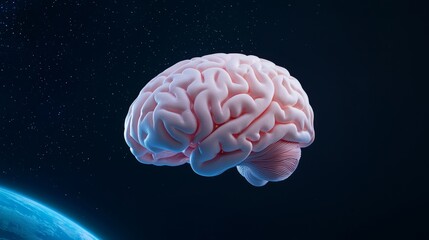 AI Ethics and Governance: A digital brain in space symbolizes AI's influence on worldwide ethics.