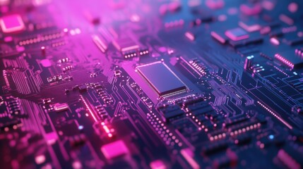 Obraz premium Close-up illuminated circuit board