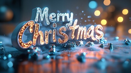 merry christmas 3d text poster