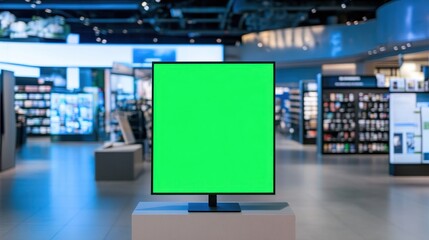 Green Screen Display in Modern Electronics Store