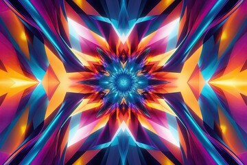 Obraz premium Luminous Geometric Design with Vibrant Patterns and Dynamic Motion