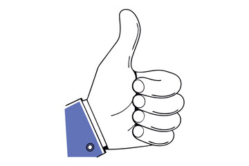 Thumb up hand gesture vector illustration isolated. Symbol of positive feedback, approval or agreement