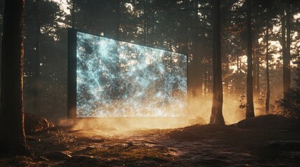Obraz premium Glowing screen in forest