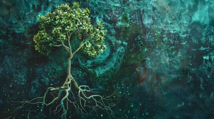 An abstract representation of a tree, with roots deeply embedded in the soil of Diversity Equity Inclusion and branches reaching towards the sky of unity