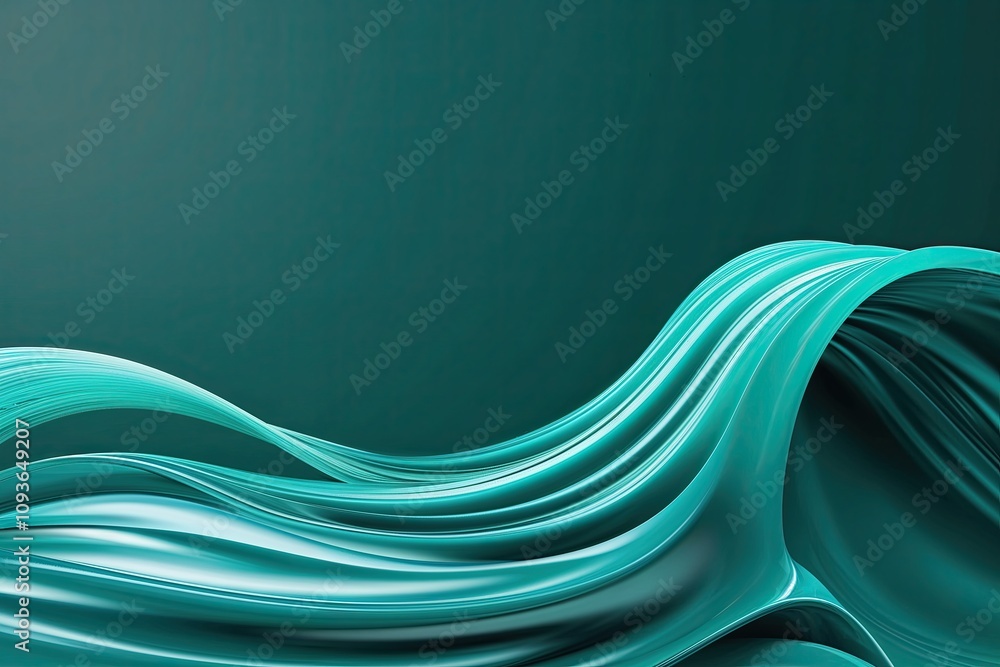 Poster fluid motion teal gradient 3d wave background with dynamic design
