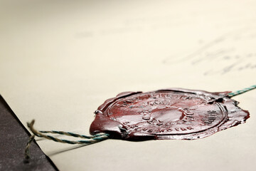 notarial wax seal on old document 