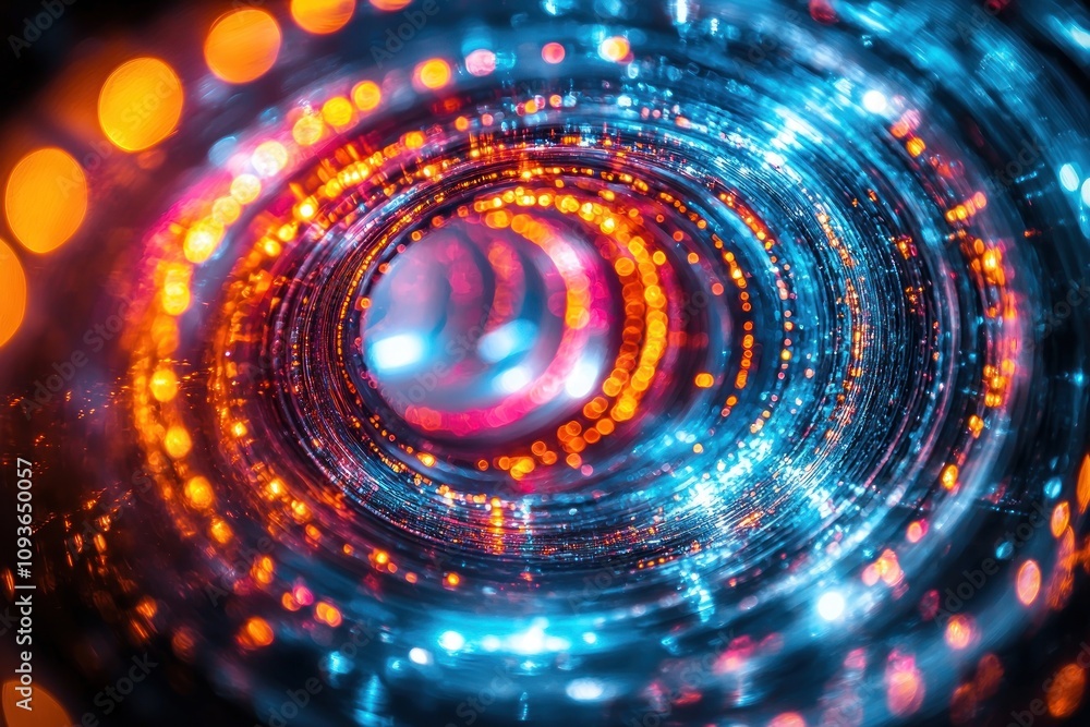 Poster abstract swirling lights with bokeh and vibrant colors