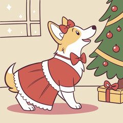 christmas reindeer with gift