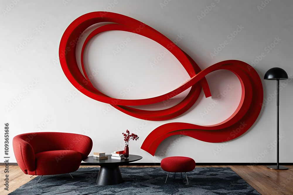 Poster bright red design contour mapping visualization