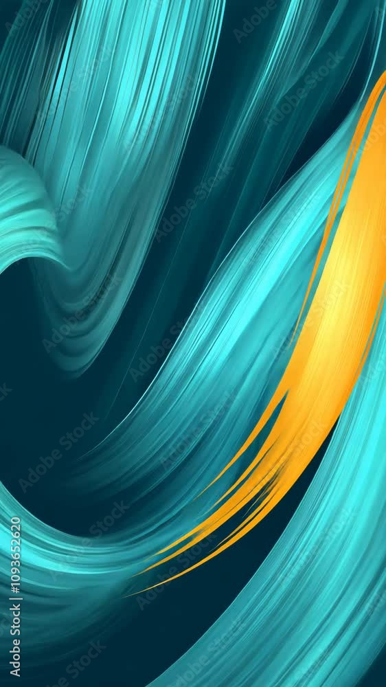 Poster abstract teal and gold artwork swirls create a dynamic visual experience