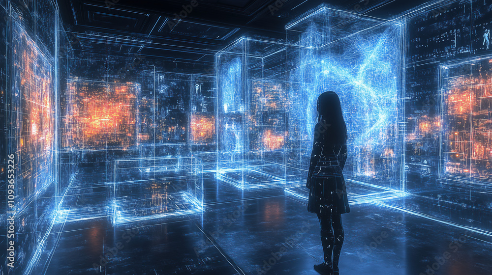 Poster interactive digital art installation immerses viewers in a captivating virtual reality experience. g