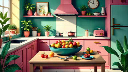 Colorful Art Deco Kitchen