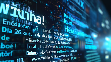 Obraz premium Blue digital display with overlaid informational text.