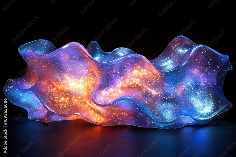 Poster Glowing Abstract Form with Glittering Texture