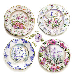 A watercolor vector of Porcelain, isolated on a white background. Porcelain vector.